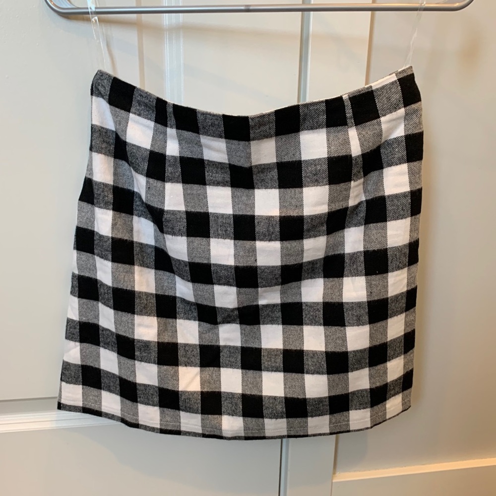 Black & White Plaid Mini Skirt